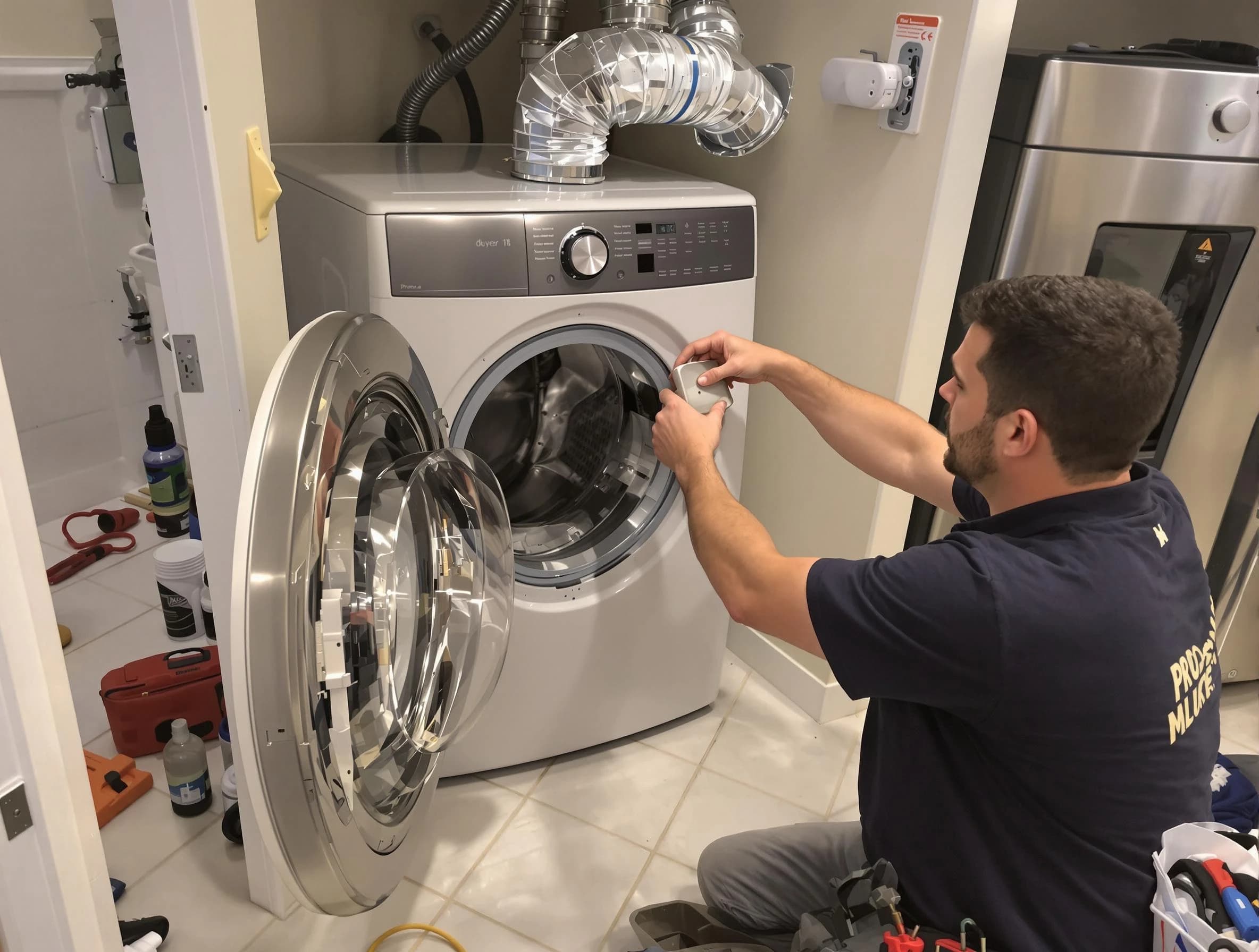 Scottdale Dryer Vent Cleaning technician performing precise dryer vent hose installation in Scottdale