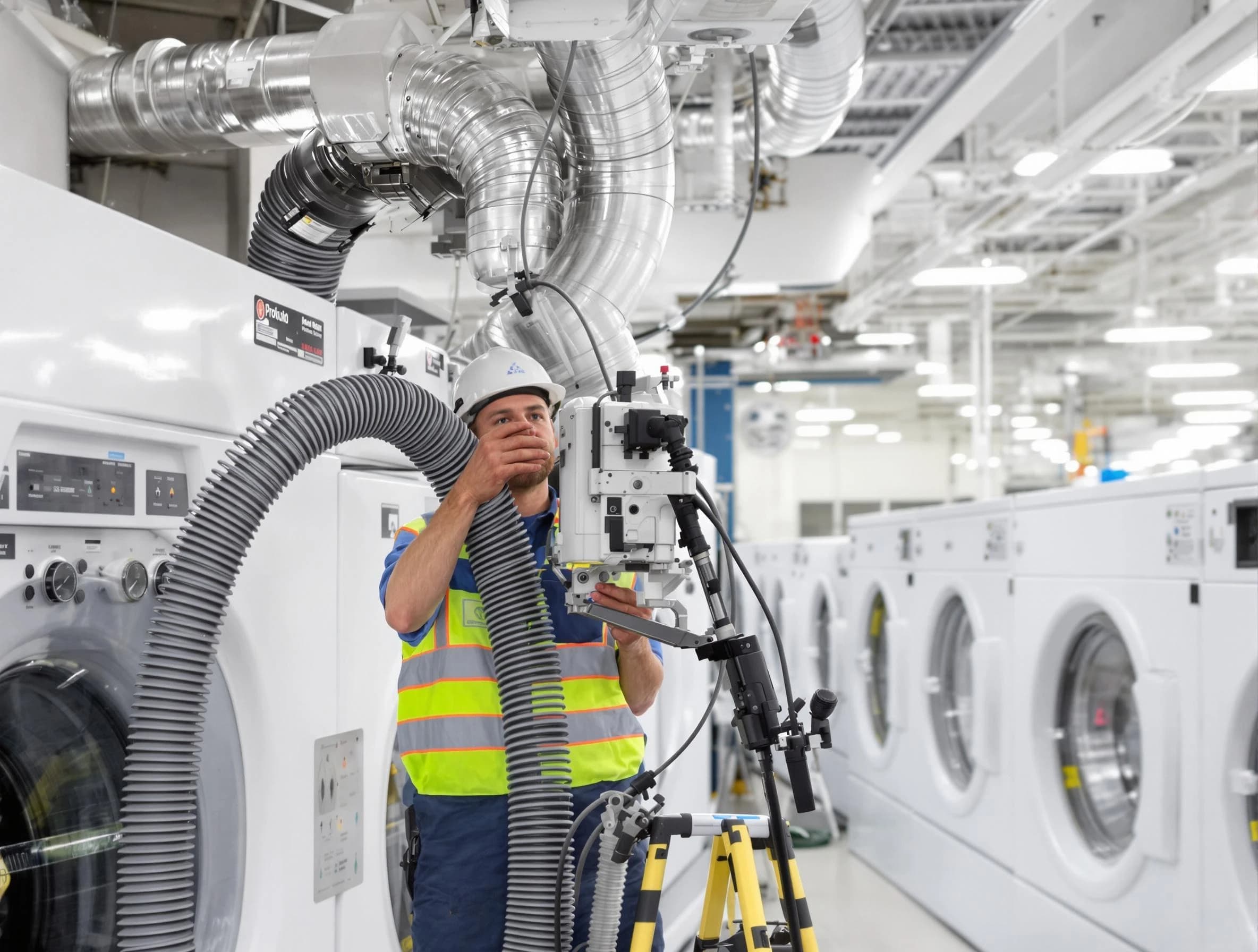 Scottdale Dryer Vent Cleaning team performing commercial-grade dryer vent cleaning at a business facility in Scottdale